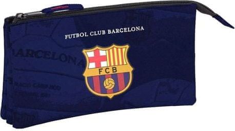 CurePink Trojitý penál na tužky FC Barcelona: 41904 (22 x 12 x 3 cm) modrý polyester - obrázek 1