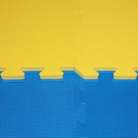 Tatami karate puzzle 2,5cm CROSS - žluto/modré - obrázek 1