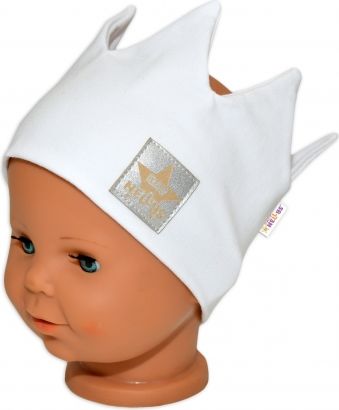 Baby Nellys Hand Made Bavlněná čelenka - dvouvrstvá, Korunka - bílá, 1-3roky - obrázek 1
