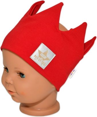 Baby Nellys Hand Made Bavlněná čelenka - dvouvrstvá, Korunka - červená, 1-3roky - obrázek 1