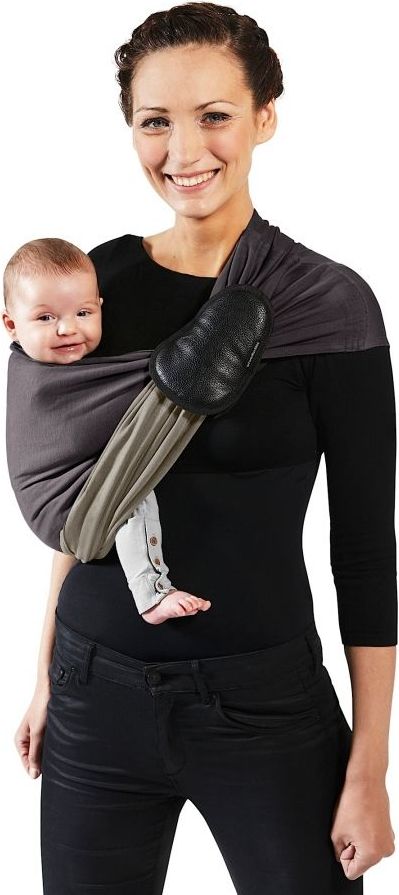 Šátek na nošení dětí bez uzlu Je Porte Mon Bebe Little Baby Wrap Without a Knot Charcoal grey/ Olive - obrázek 1