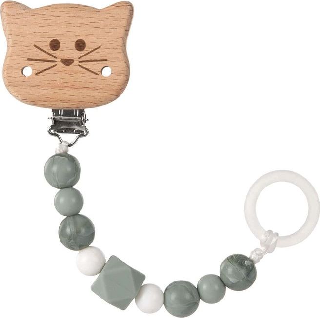 Lässig 4babies Řetízek na dudlík s klipem Lässig Soother Holder Wood/Silicone Little Chums - obrázek 1