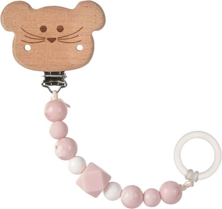 Lässig 4babies Řetízek na dudlík s klipem Lässig Soother Holder Wood/Silicone Little Chums Mouse 2020 - obrázek 1