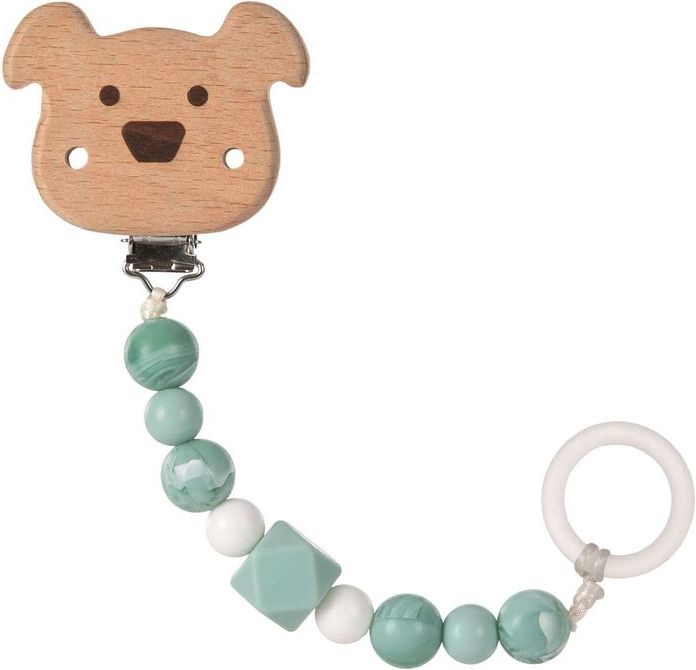 Lässig 4babies Řetízek na dudlík s klipem Lässig Soother Holder Wood/Silicone Little Chums Dog 2020 - obrázek 1