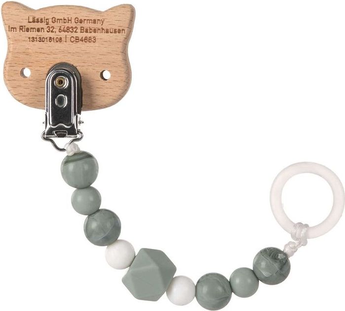 Lässig 4babies Řetízek na dudlík s klipem Lässig Soother Holder Wood/Silicone Little Chums Dog 2020 - obrázek 2