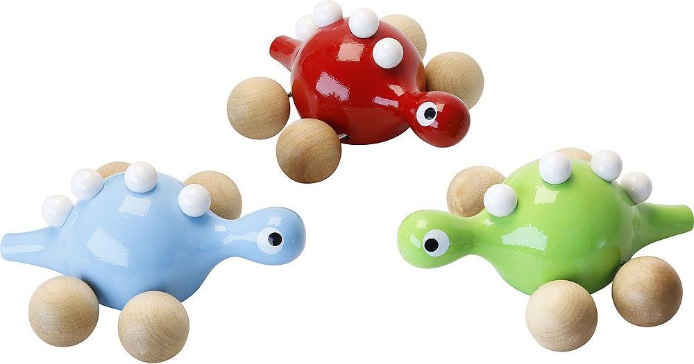 Dřevěný dinosaurus na kolečkách Vilac Červený - obrázek 2