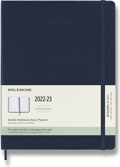 Moleskine 18měsíční diář 2022-23 - tvrdé desky modrý B5 - obrázek 1