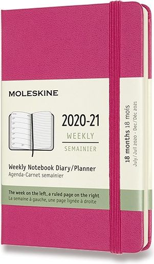 Moleskine 18měsíční diář 2020-21 - tvrdé desky růžový A6 - obrázek 1