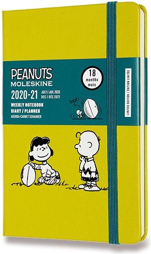 Moleskine 18měsíční diář 2020-21 Peanuts, tvrdé desky S, týdenní, žlutý týdenní - obrázek 1