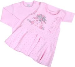Souprava 2-díl bavlna - šatičky a tričko - NATÁLKA růžová - vel.62 - obrázek 1