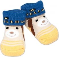 Ponožky kojenecké froté - MEDVÍDEK béžové s modrou - 0-3měs. - obrázek 1