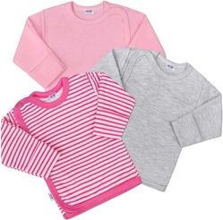 Košilka kojenecká bavlna - SADA 3ks s růžovou - vel.62 - obrázek 1
