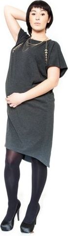 Těhotenské šaty/tunika BELLA - grafit - S/M - obrázek 1