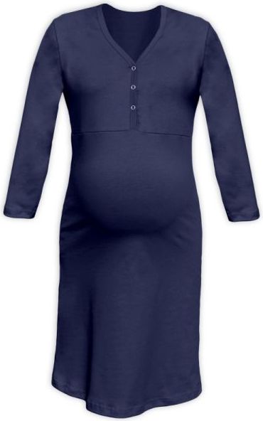 Těhotenská, kojící noční košile PAVLA 3/4 - tm. modrá - S/M - obrázek 1