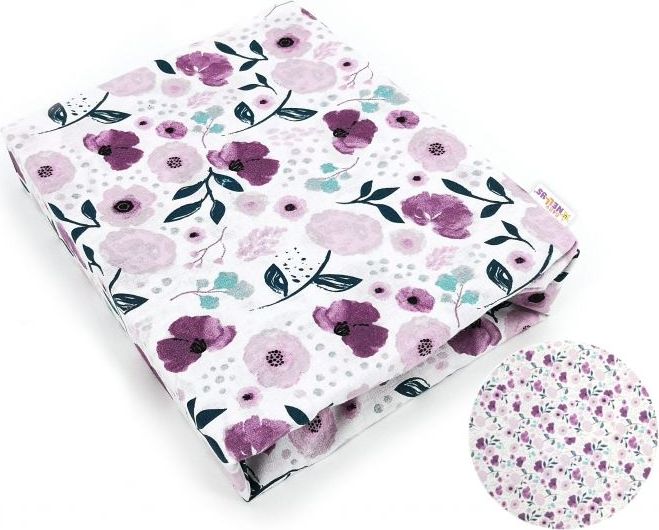 Baby Nellys Dětské bavlněné prostěradlo do postýlky - Luční kvítky, růžová - 120x60 - obrázek 1