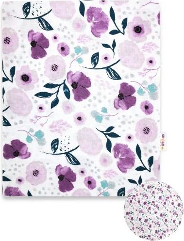 Baby Nellys Dětské bavlněné prostěradlo do postýlky - Luční kvítky, růžová - 120x60 - obrázek 2