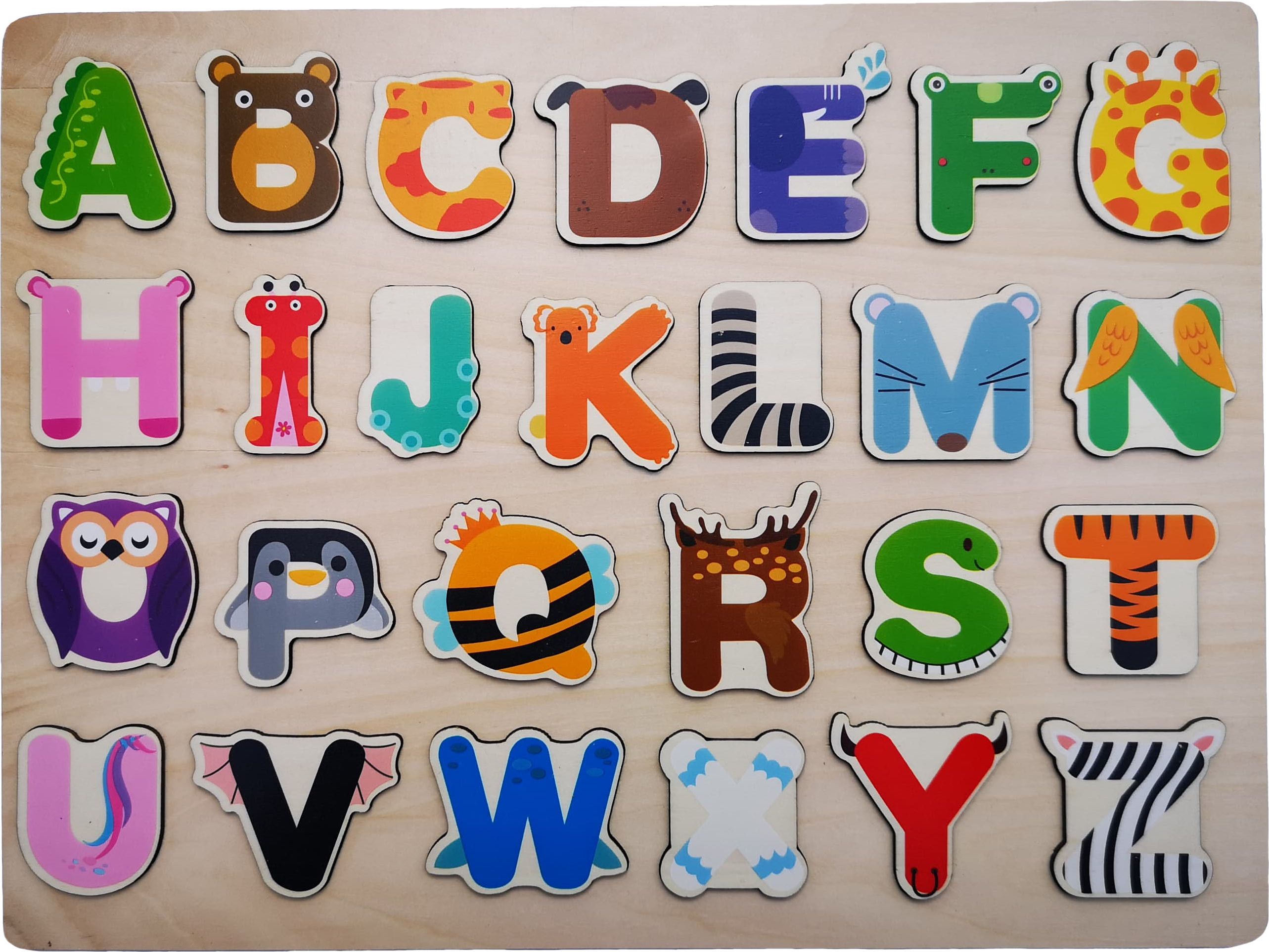 Dětské dřevěné vkládačka abeceda zvířátka - obrázek 1