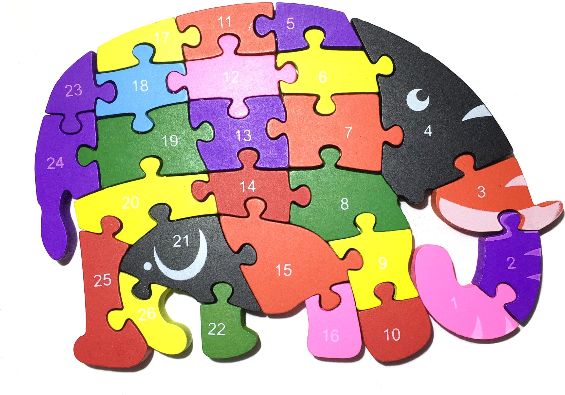 Dětské dřevěné vzdělávací puzzle slon - obrázek 1