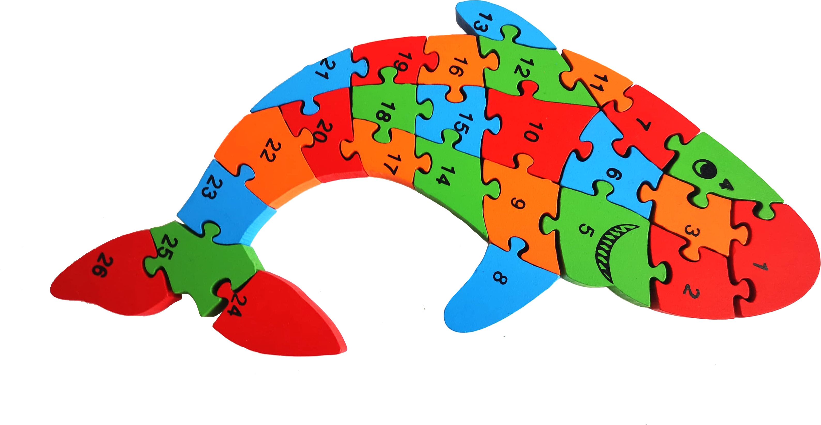 Dětské dřevěné vzdělávací puzzle žralok - obrázek 1