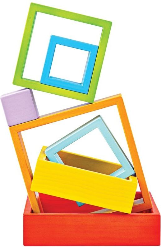 Bigjigs Toys Bigjigs Baby Dřevěné skládací čtverce - obrázek 2