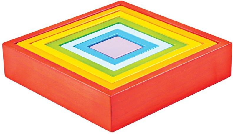 Bigjigs Toys Bigjigs Baby Dřevěné skládací čtverce - obrázek 4