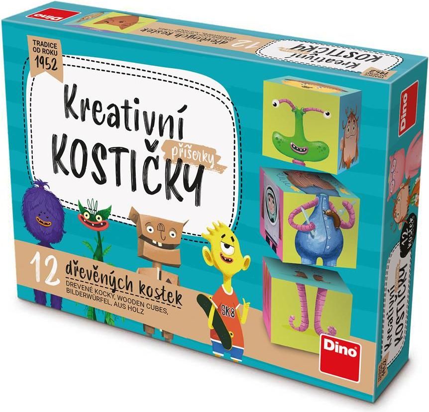 Dino Dřevěné kostky Příšerky 12  ks - obrázek 1
