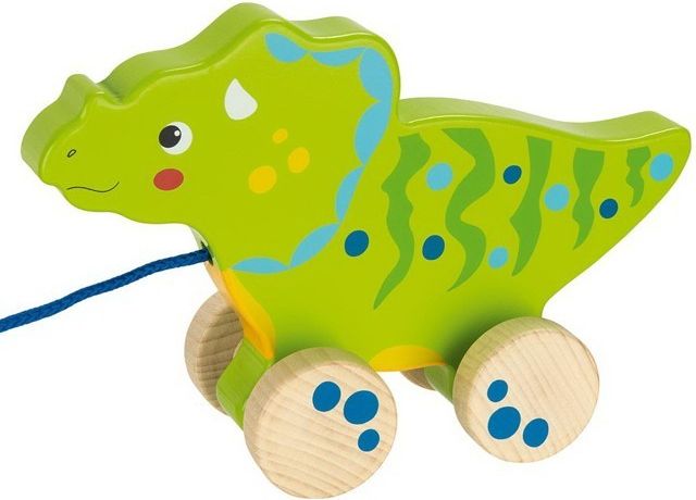 Tahací hračka - Dinosaurus zelený dřevěný (Goki) - obrázek 1