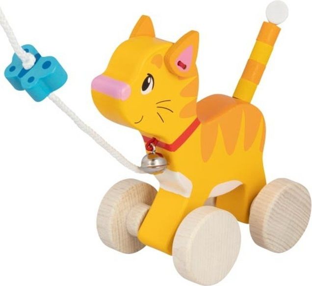 Tahací hračka - Kočička s motýlkem dřevěná (Goki) - obrázek 1