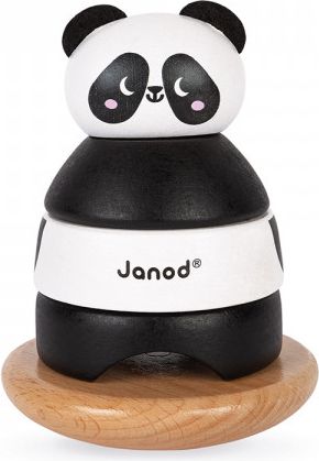 Dřevěná hračka na jemnou motoriku Panda Roly-Poly Janod houpací skládačka - obrázek 1