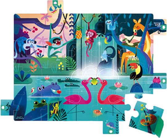 Dětské puzzle s překvapením Zvířátka Džungle Janod s otevíracími okénky 20 ks od 2 r. - obrázek 1