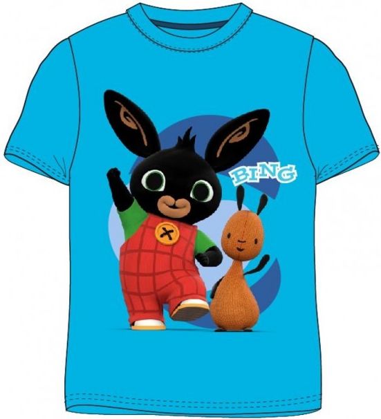 E plus M - Chlapecké / dětské bavlněné tričko / triko s krátkým rukávem Zajíček / králíček Bing a Flop - tyrkysové 92 - obrázek 1