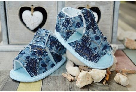 Jeansové capačky/sandálky LOLA BABY - modré - obrázek 1