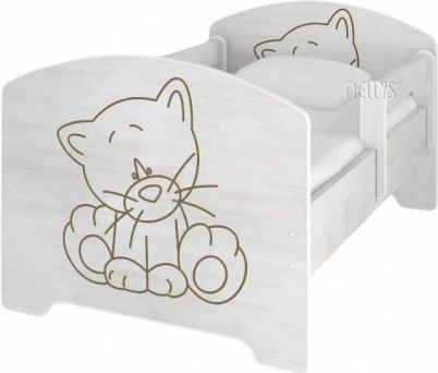 NELLYS Dětská postel Kočička v barvě norské borovice + matrace zdarma, Rozměry 160x80 - obrázek 1