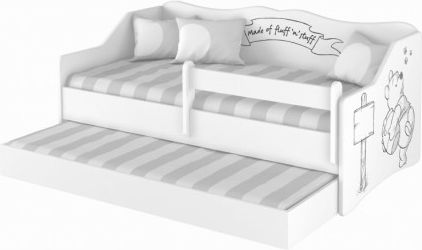 BabyBoo Dětská postel LULU 160 x 80 cm - bílá Medvídek Pú - black - obrázek 1