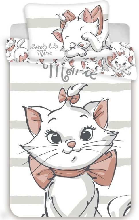JERRY FABRICS Povlečení do postýlky Kočička Marie White baby Bavlna, 100/135, 40/60 cm - obrázek 1