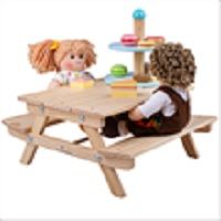 Bigjigs Toys Dřevěná pikniková lavička pro panenky - obrázek 2