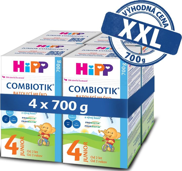 4x HiPP 4 Junior Combiotik - batolecí mléko od uk. 2. roku, 700 g - obrázek 1