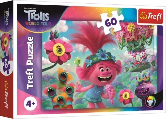 Trefl Puzzle V hudebním světě Trollů 60 dílků 33x22 cm - obrázek 1