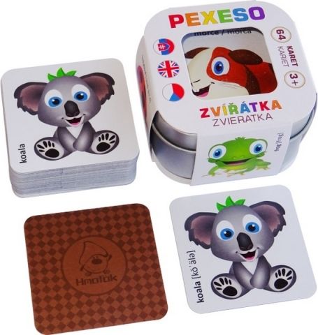 Pexeso Zvířátka 64 karet v plechové krabičce - obrázek 2