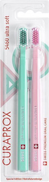 Curaprox Velmi jemný zubní kartáček 5460 Ultra Soft  (Duo Pack Retro Edition / Pink & Green) 2 ks/bal. - obrázek 1