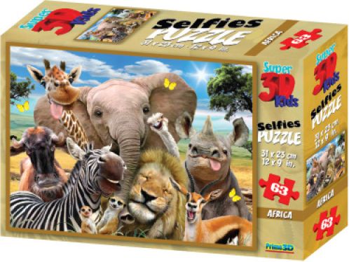 3D Puzzle Afrika selfie 63 dílků - obrázek 1