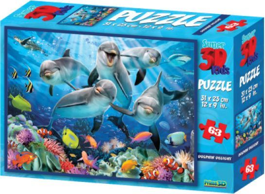 3D Puzzle Delfíni 63 dílků - obrázek 1