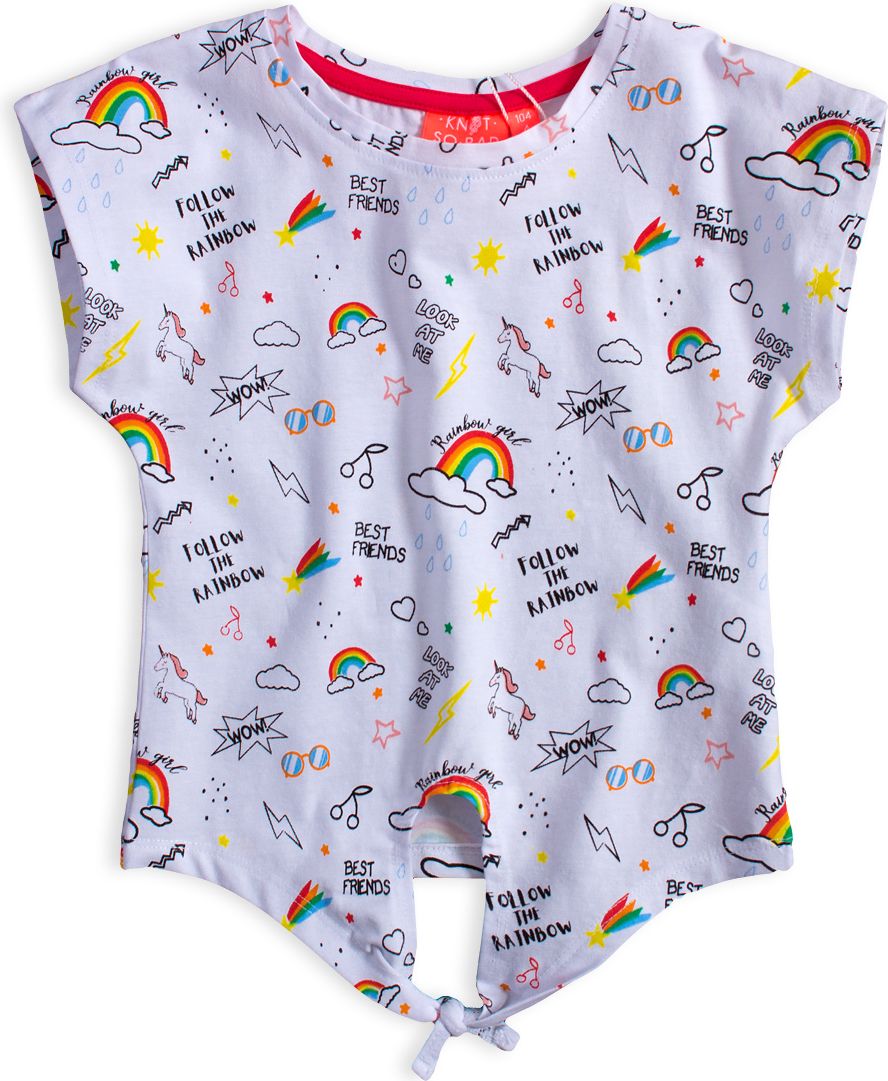 Dívčí tričko KNOT SO BAD RAINBOW bílé Velikost: 98 - obrázek 1