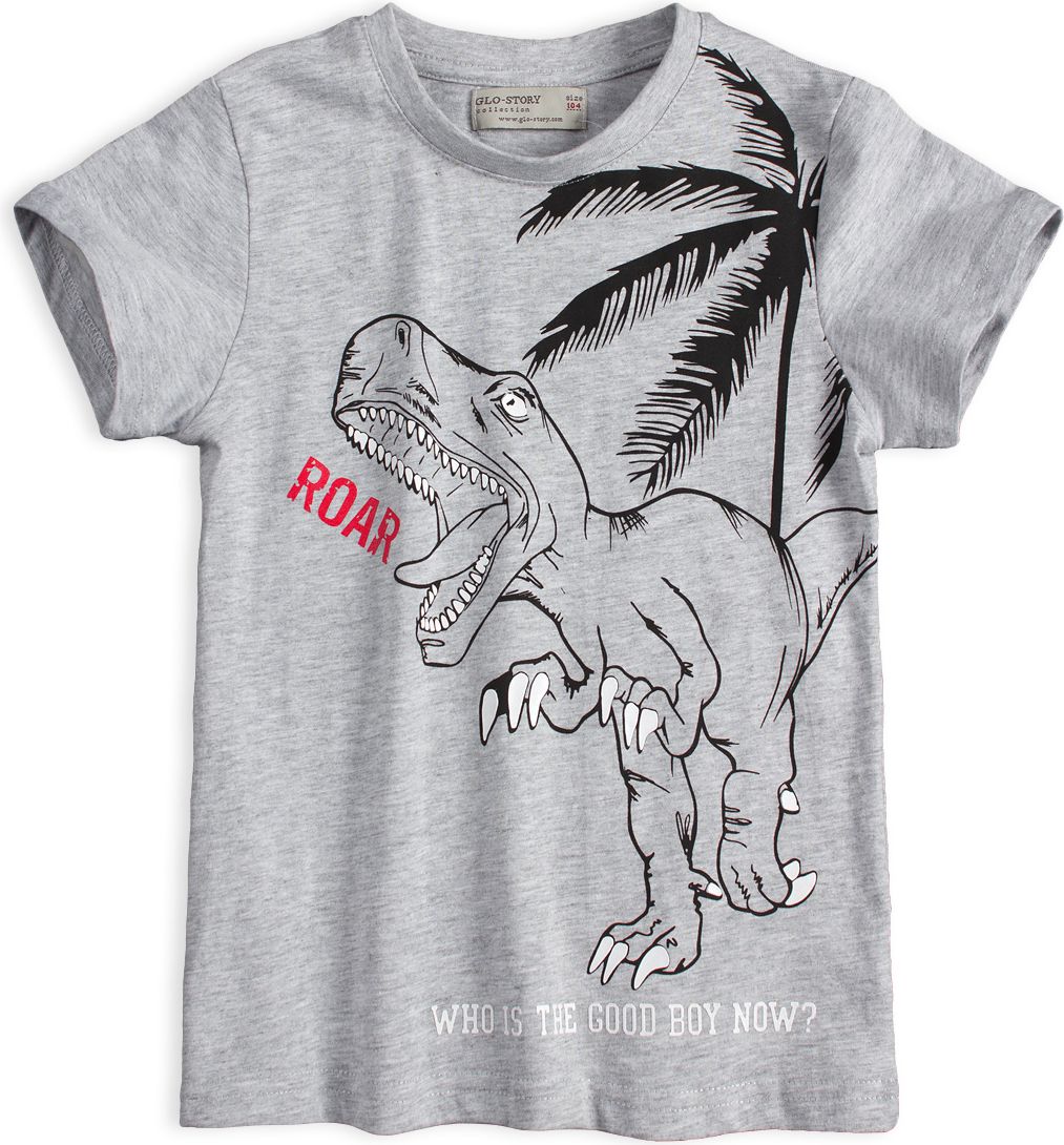 GLO STORY Chlapecké tričko GLO-STORY TYRANOSAURUS šedé Velikost: 98 - obrázek 1