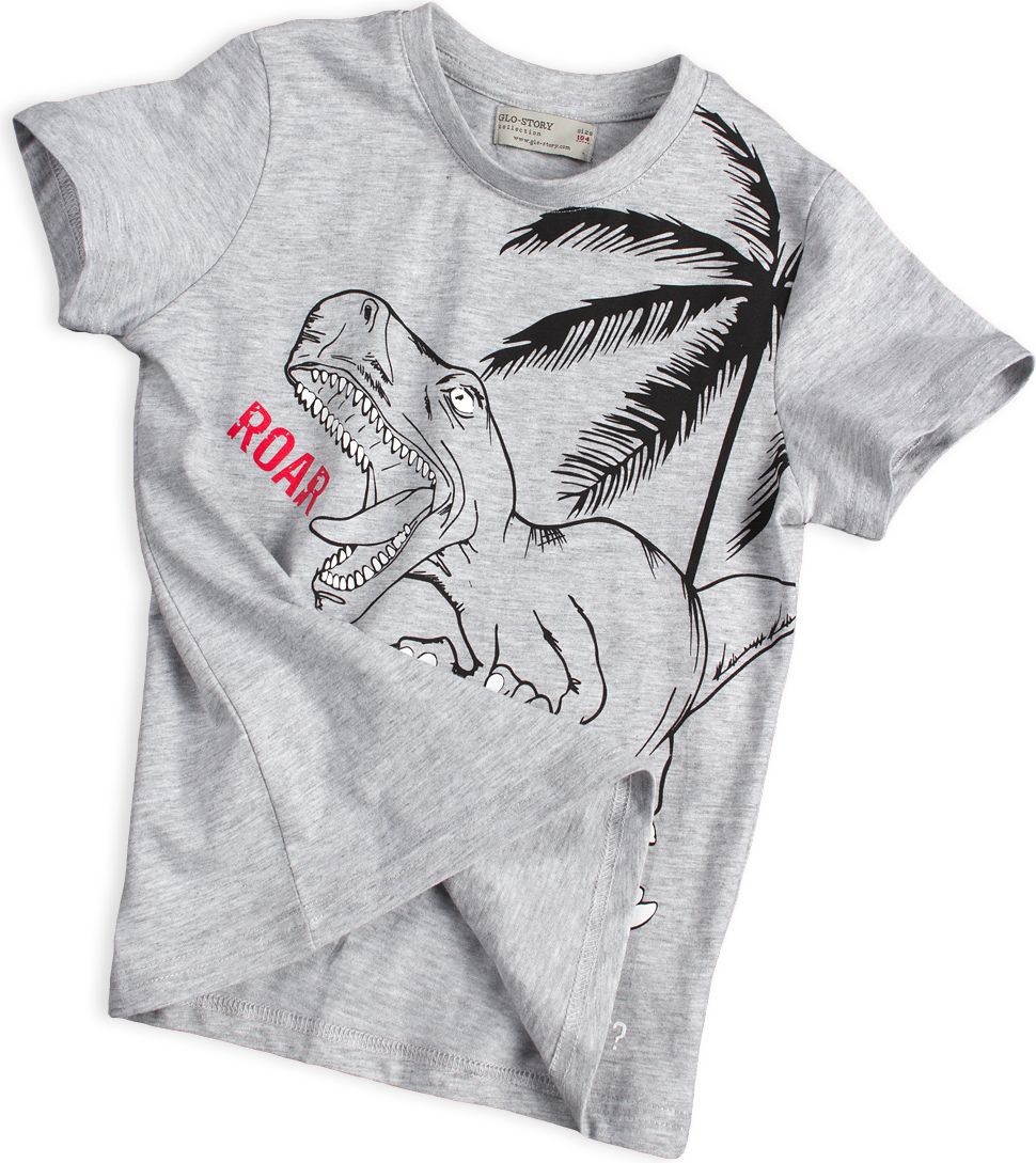 GLO STORY Chlapecké tričko GLO-STORY TYRANOSAURUS šedé Velikost: 98 - obrázek 3