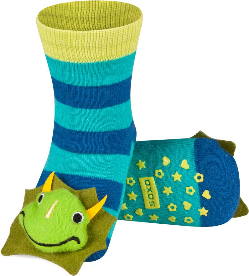 SOXO Dětské ponožky s chrastítkem DRAK modré Velikost: 19-21 - obrázek 1