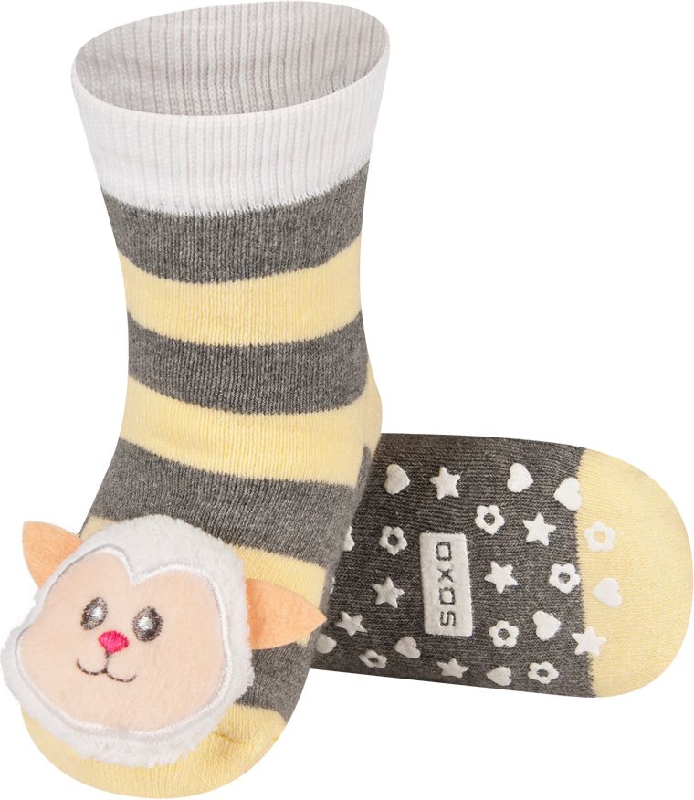 SOXO Dětské ponožky s chrastítkem OVEČKA žluté Velikost: 19-21 - obrázek 1