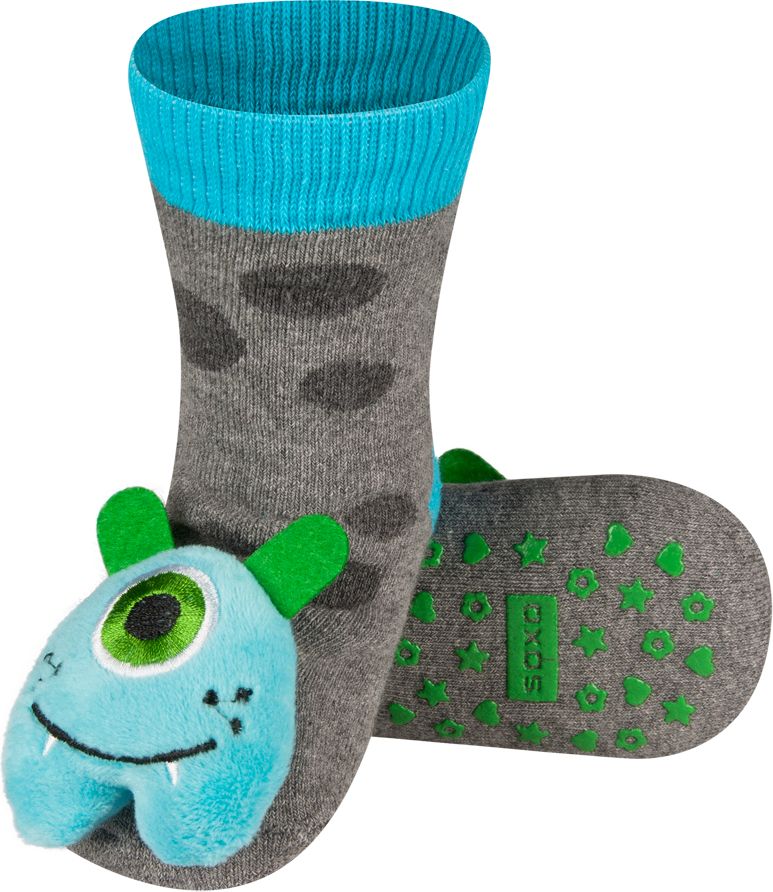 Kojenecké ponožky s chrastítkem SOXO MONSTER šedé Velikost: 19-21 - obrázek 1