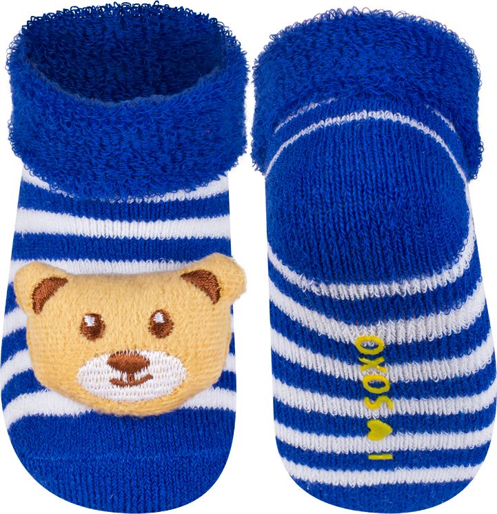 Kojenecké ponožky s chrastítkem SOXO MEDVÍDEK modré Velikost: 14-15 - obrázek 1