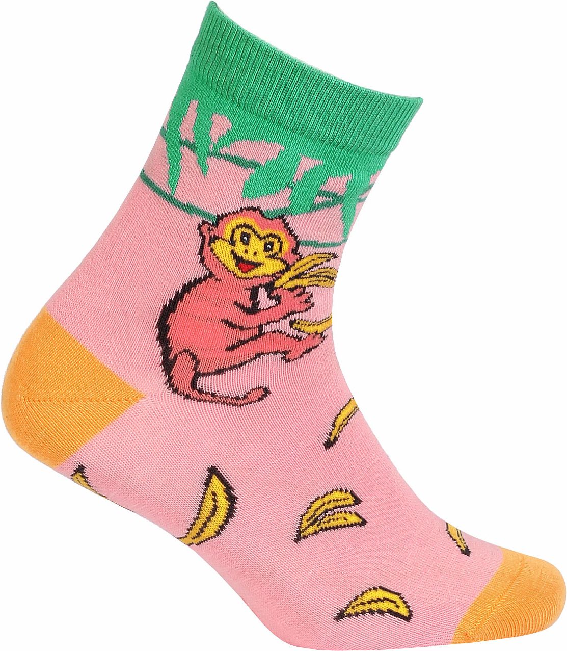 Dívčí vzorované ponožky WOLA OPIČKA růžové Velikost: 27-29 - obrázek 1